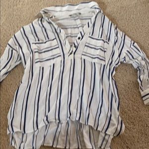 Zara Striped Quarter Button Up